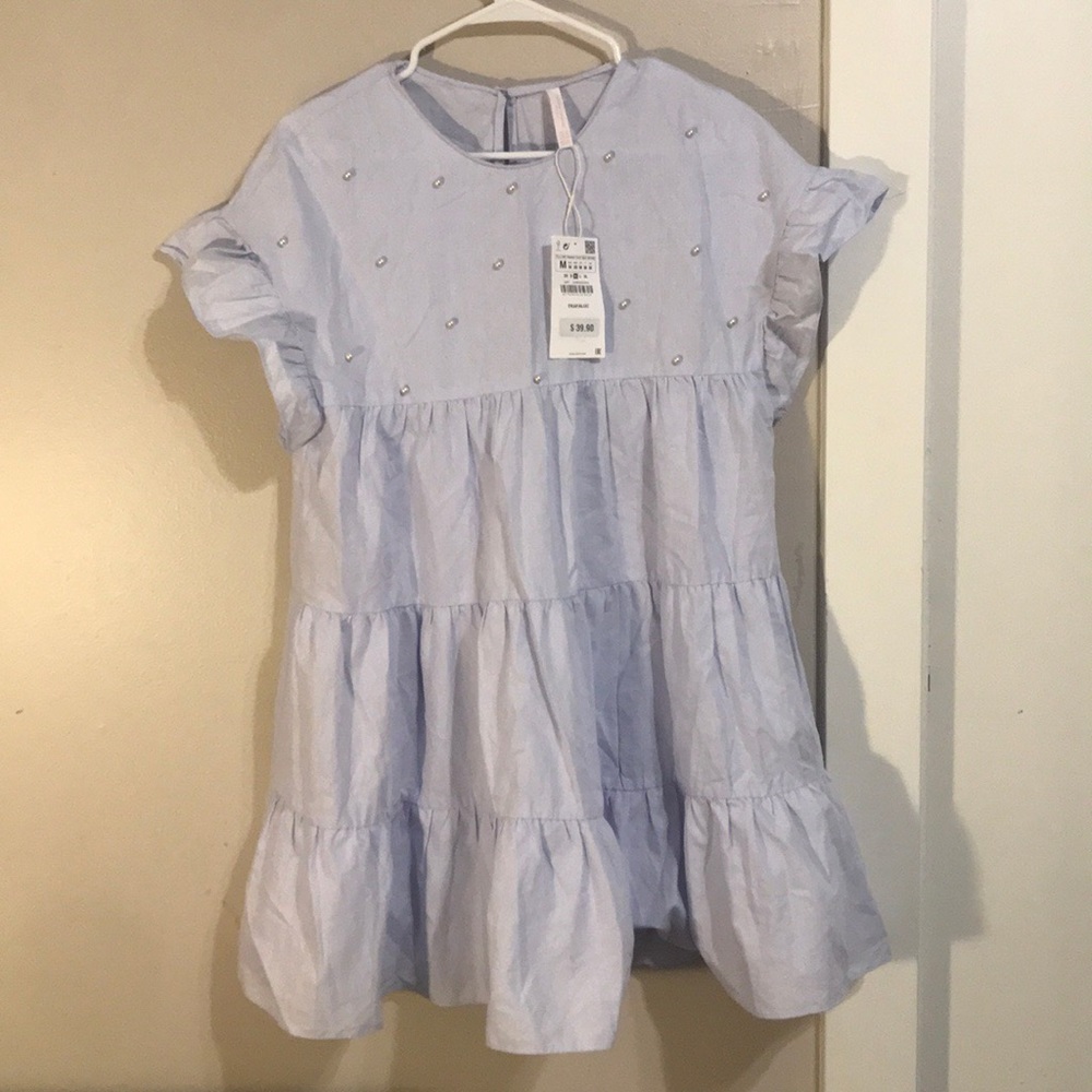 Zara pearl blue baby doll dress 💜💜💜